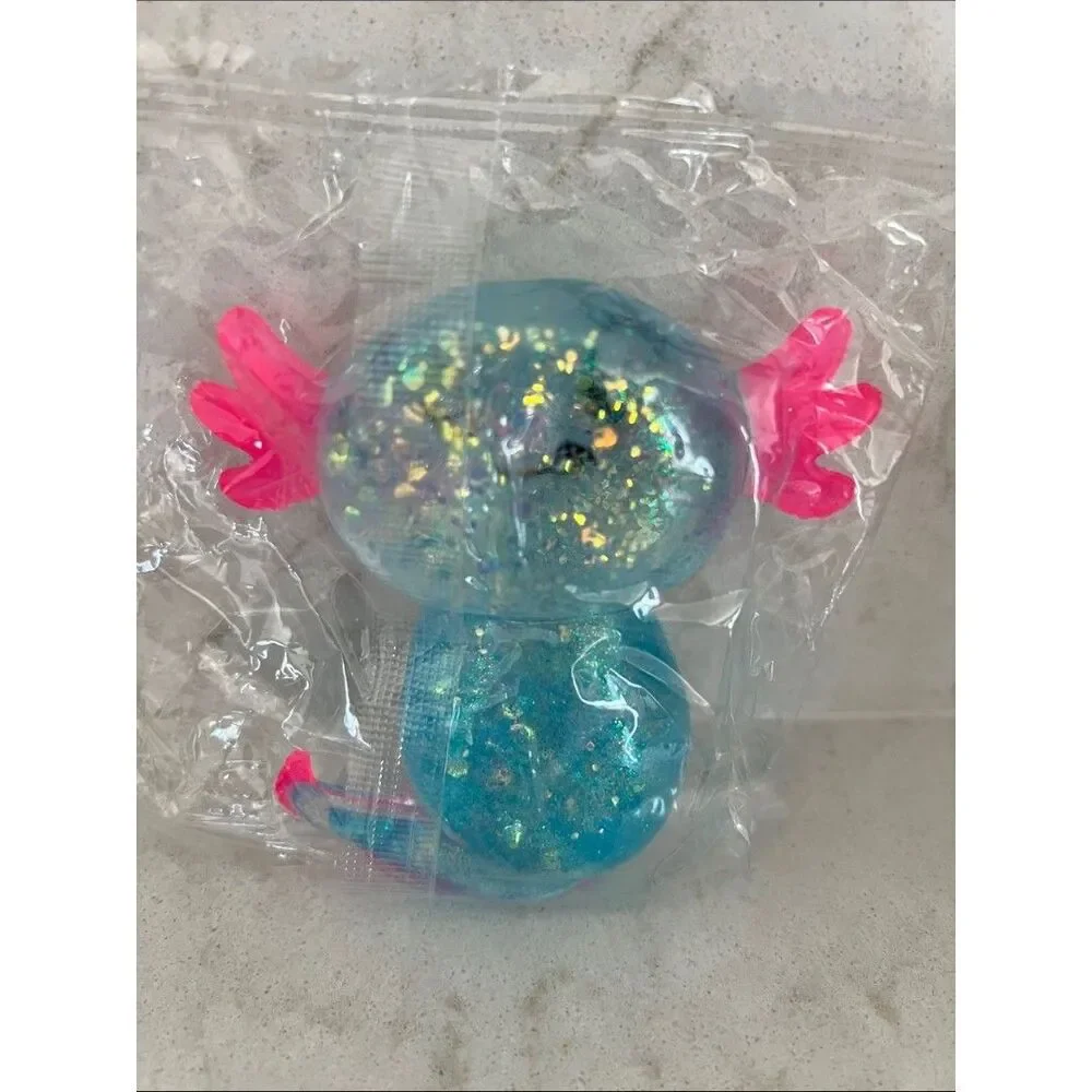Blue Glitter Axolotl Squishy and slow rise